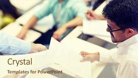  Presentation with test exam student - Amazing PPT theme having concept - teacher giving exam test backdrop and a cream colored foreground