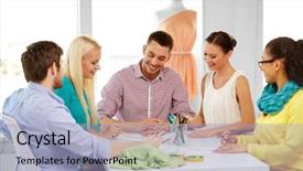  Presentation with design fashion - PPT layouts consisting of concept - team of fashion designers background and a  colored foreground