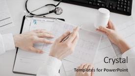  Presentation with medical concept - Audience pleasing theme consisting of dark silhouettes of palm trees against sky and clouds background backdrop and a sky blue colored foreground