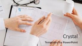  Presentation with medical concept - Presentation theme with concept - two doctors prescribing medication background and a soft green colored foreground