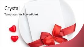  Presentation with red bow - Amazing PPT theme having restaurant concept - valentine's day love letter backdrop and a  colored foreground