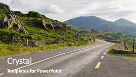  Presentation with road trip - PPT layouts having concept - view to asphalt road background and a gray colored foreground