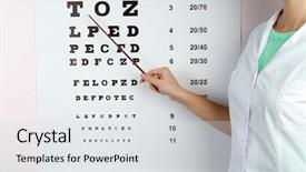 Presentation with health-care - Audience pleasing slides consisting of concept - woman with eye chart backdrop and a  colored foreground