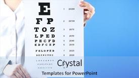  Presentation with eye medicine - Presentation theme with concept - woman with eye chart background and a light blue colored foreground