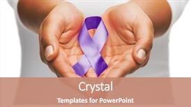  Presentation with social problem - Colorful slides enhanced with concept - womans hands holding purple backdrop and a coral colored foreground