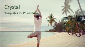  Presentation with lifestyle - Amazing PPT layouts having concept - young man making yoga backdrop and a soft green colored foreground