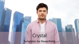  Presentation with singapore tourism - Presentation design featuring concept - young man over singapore background and a  colored foreground