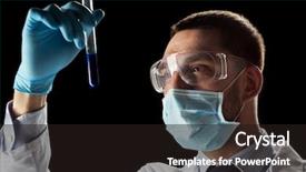  Presentation with chemistry safety - Slide set having concept - young scientist in safety background and a  colored foreground