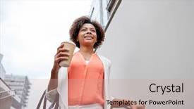  Presentation with young business people - Audience pleasing slide set consisting of concept - young smiling african american backdrop and a  colored foreground