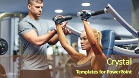  Presentation with bodybuilding - Audience pleasing PPT theme consisting of concept - young woman and personal backdrop and a tawny brown colored foreground