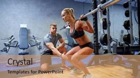  Presentation with flexing - Presentation theme enhanced with concept - young woman and personal background and a coral colored foreground