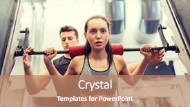  Presentation with weightlifting barbell - Beautiful theme featuring concept - young woman and personal backdrop and a coral colored foreground