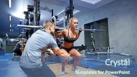  Presentation with bodybuilding - Colorful slide deck enhanced with concept - young woman and personal backdrop and a ocean colored foreground