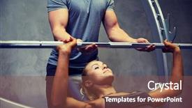  Presentation with bodybuilding - Slides having concept - young woman and personal background and a  colored foreground