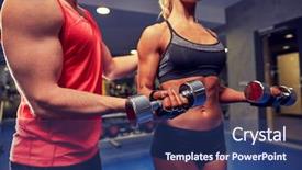  Presentation with weightlifting - Slides enhanced with concept - young woman and personal background and a ocean colored foreground