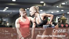  Presentation with weightlifting - Cool new presentation design with concept - young woman and personal backdrop and a  colored foreground