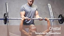  Presentation with woman sport - Presentation theme having concept - young woman and personal background and a coral colored foreground