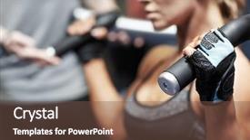  Presentation with bodybuilding - Audience pleasing PPT theme consisting of concept - young woman and personal backdrop and a  colored foreground