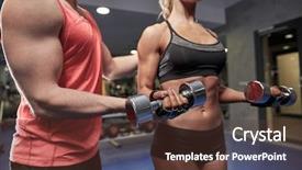  Presentation with woman sport - Presentation design enhanced with concept - young woman and personal background and a tawny brown colored foreground