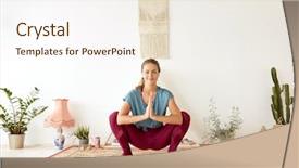  Presentation with young healthy people - Theme with posing - fitness people and healthy lifestyle background and a sky blue colored foreground