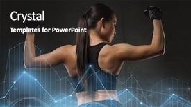  Presentation with woman sport - PPT theme enhanced with concept - young woman flexing muscles background and a dark gray colored foreground