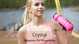  Presentation with woman sport - Theme featuring concept - young woman with ball background and a coral colored foreground