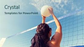  Presentation with volley - PPT layouts featuring concept - young woman with ball background and a light blue colored foreground