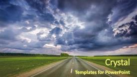  Presentation with travel concept silhouette - Colorful slide set enhanced with concept background - road and stormy backdrop and a tawny brown colored foreground