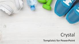  Presentation with water bottle - Slides with concept background with sneakers dumbbell background and a white colored foreground