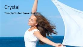  Presentation with freedom - PPT theme enhanced with concept beautiful girl with white background and a  colored foreground