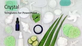  Presentation with aloe vera - PPT theme consisting of concept beneficial for sunburn psoriasis background and a soft green colored foreground