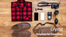  Presentation with boot camp boots - Cool new presentation with concept boots shirt camera mobilephone backdrop and a tawny brown colored foreground