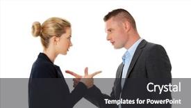  Presentation with people conflict - Beautiful slide set featuring concept business people have conflict backdrop and a dark gray colored foreground