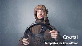 Presentation with black wedding holding hands - Audience pleasing slide set consisting of concept car - young man holding black steering backdrop and a  colored foreground