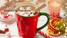  Presentation with christmas food - PPT theme featuring concept-christmas-homemade-food background and a coral colored foreground