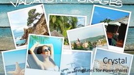  Presentation with vacation - Amazing PPT theme having concept collage for travel theme backdrop and a light blue colored foreground