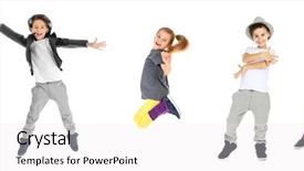  Presentation with dance children - Audience pleasing presentation theme consisting of concept collage of little children backdrop and a white colored foreground