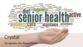  Presentation with old people help people - Slide deck with concept conceptual old senior health background and a coral colored foreground