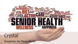  Presentation with old people help people - Colorful slide deck enhanced with concept conceptual old senior health backdrop and a coral colored foreground