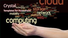  Presentation with web technology - PPT theme consisting of concept conceptual web cloud computing background and a wine colored foreground