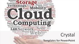  Presentation with cloud computing - Theme consisting of cloud computing technology abstract wordcloud background and a light gray colored foreground