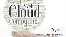  Presentation with web technology - PPT theme featuring cloud computing technology abstract wordcloud background and a white colored foreground