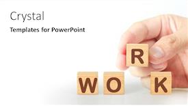  Presentation with innovation - Presentation theme enhanced with concept creative idea and innovation wooden cube block in hand with symbol background and a white colored foreground