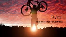  Presentation with achievement mountain - Beautiful PPT theme featuring concept for achievement conquering adversity backdrop and a coral colored foreground