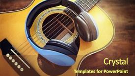  Presentation with country music - Audience pleasing slides consisting of concept for listening to music backdrop and a tawny brown colored foreground