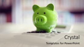  Presentation with business calculator - PPT theme consisting of concept for saving accounting banking background and a soft green colored foreground