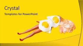  Presentation with doll - Presentation theme consisting of concept for sunbathe doll background and a light gray colored foreground