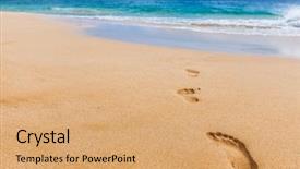  Presentation with footstep - Presentation with concept for travel vacation - footstep background and a coral colored foreground