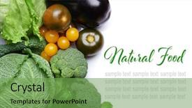  Presentation with food white - Cool new PPT layouts with concept fresh vegetables on white backdrop and a seafoam green colored foreground