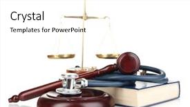  Presentation with law - Beautiful PPT theme featuring concept gavel scales and stethoscope backdrop and a white colored foreground